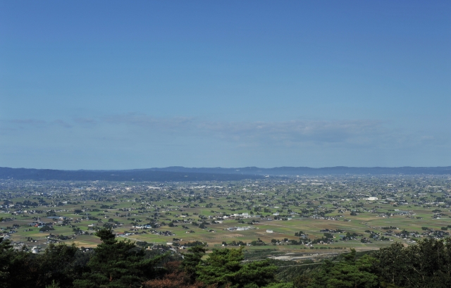 散居村展望台から見る砺波平野の眺め