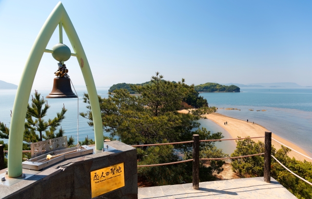 弁天島の約束の丘展望台から眺めるエンジェルロード