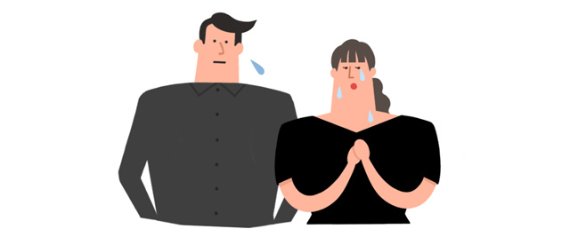 悲しむカップル