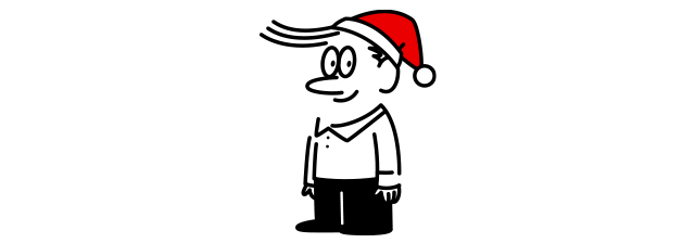 サンタの帽子をかぶる男性