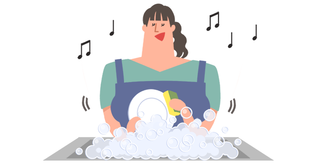 お皿を洗っている女性