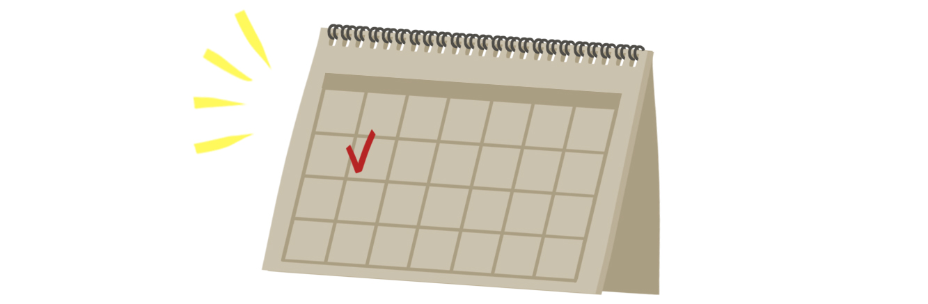 チェックの印が書かれたカレンダー