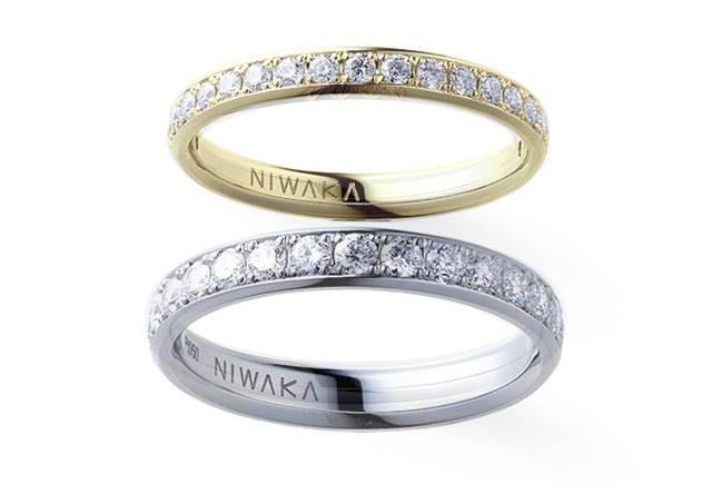 NIWAKAの結婚指輪 ことほぎ ナチュラルタイプ メレ・ハーフ