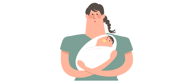 赤ちゃんを抱っこする女性のイラスト