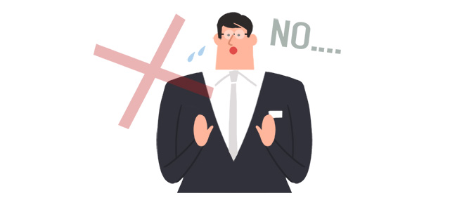 断られるスタッフ風の男性