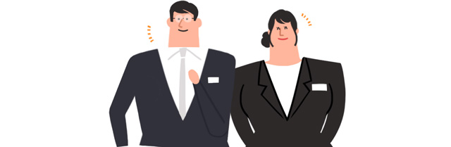 頼りになる男女のスタッフ