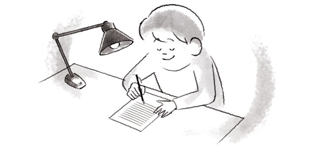 手紙を書く男性