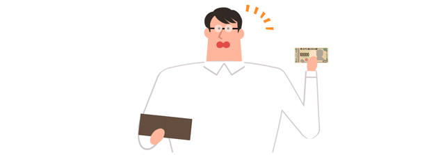 キャンセル料の支払いを申し出る男性