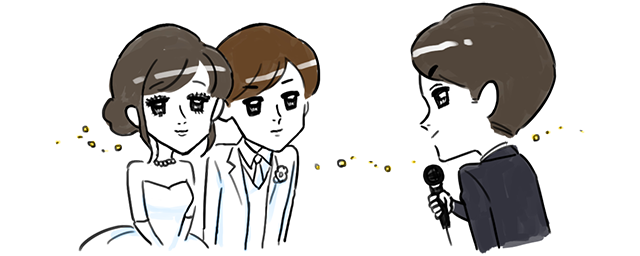 感動的なスピーチを話すゲスト