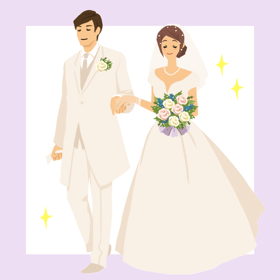 立ち姿が美しい新郎新婦