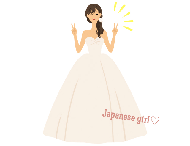 プリンセスラインのウェディングドレスが似合う日本人女性