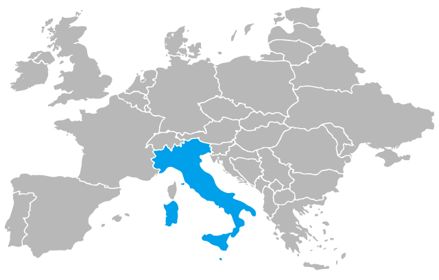 南ヨーロッパのイタリアの位置