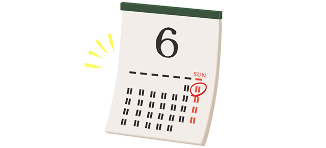6月の第一日曜日に印をつけたカレンダー