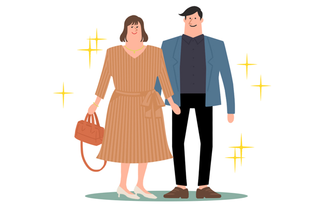 きれいめな服装でデートをするカップル