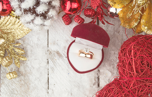 クリスマスの装飾と指輪
