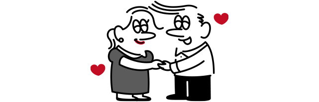 手を取り合うカップル