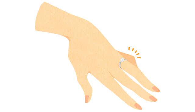 左手の薬指にはめている婚約指輪