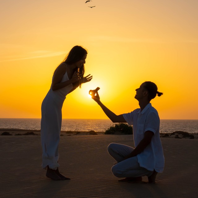 プロポーズで指輪を渡す様子