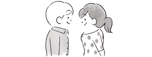 向かい合う男女