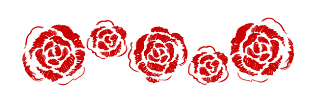 5つの赤いバラの花
