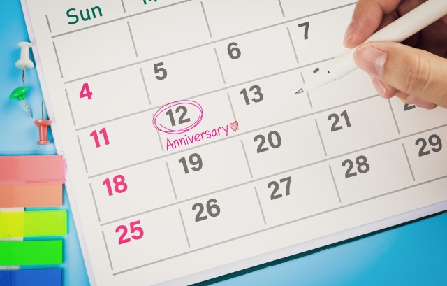 記念日が記入されたカレンダー