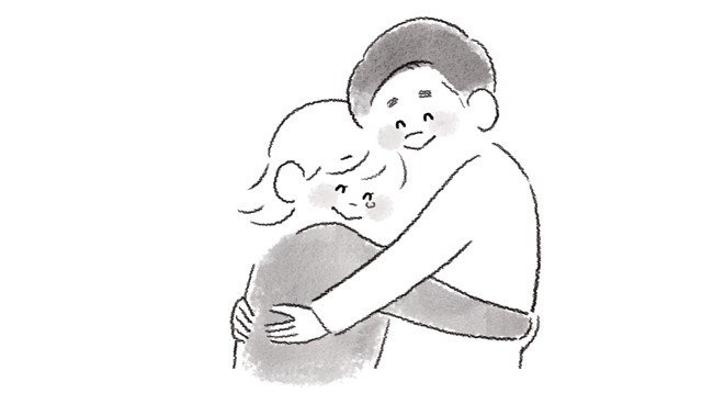 ハグをするカップル