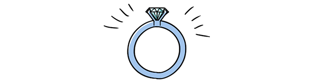 ダイヤがついた婚約指輪