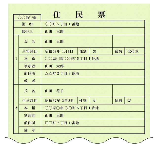 住民票のイラスト