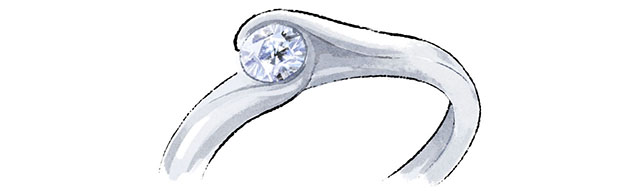 ダイヤがはめ込まれた婚約指輪