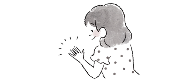 指輪を眺めている女性のイラスト