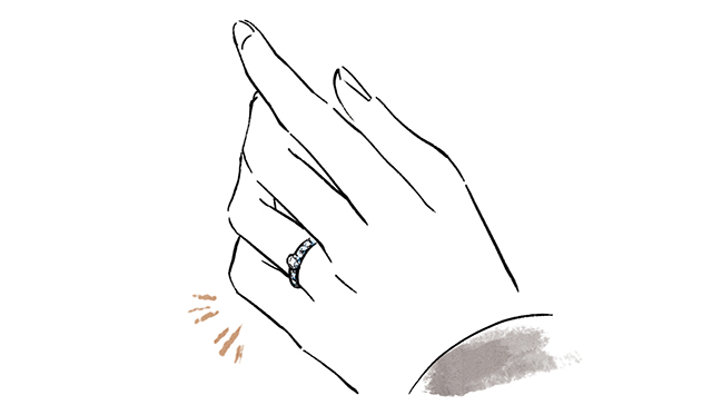 指輪を着用している女性の手のイラスト