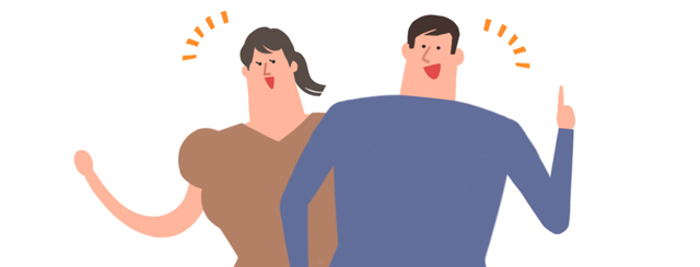 紹介する男女