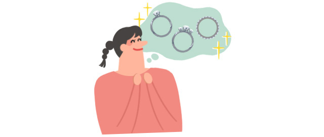 色々な指輪を想像する女性