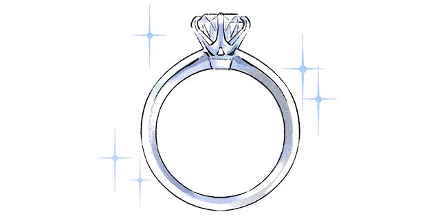 ダイヤモンドが付いた婚約指輪