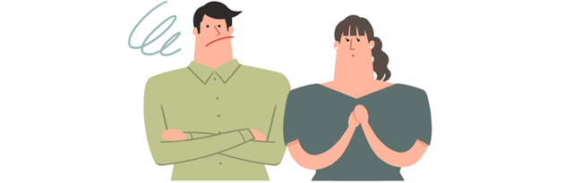 すれ違うカップルのイラスト