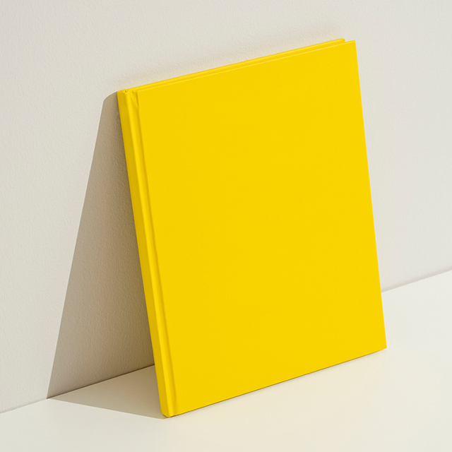 壁に立てかけられた黄色い本