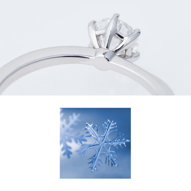 雪の結晶をイメージしたデザインの石座