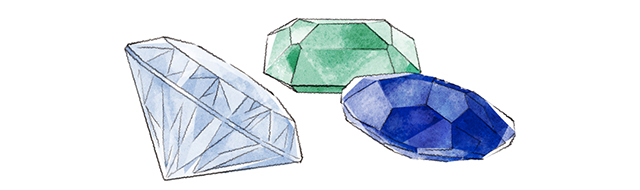 ダイヤモンドやサファイアなどの宝石