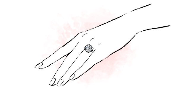 婚約指輪をつけた左手
