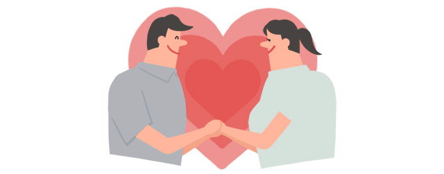 向き合う男女