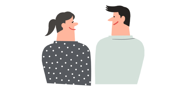 見つめ合うカップル