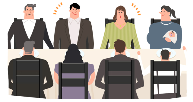 顔合わせをする様子