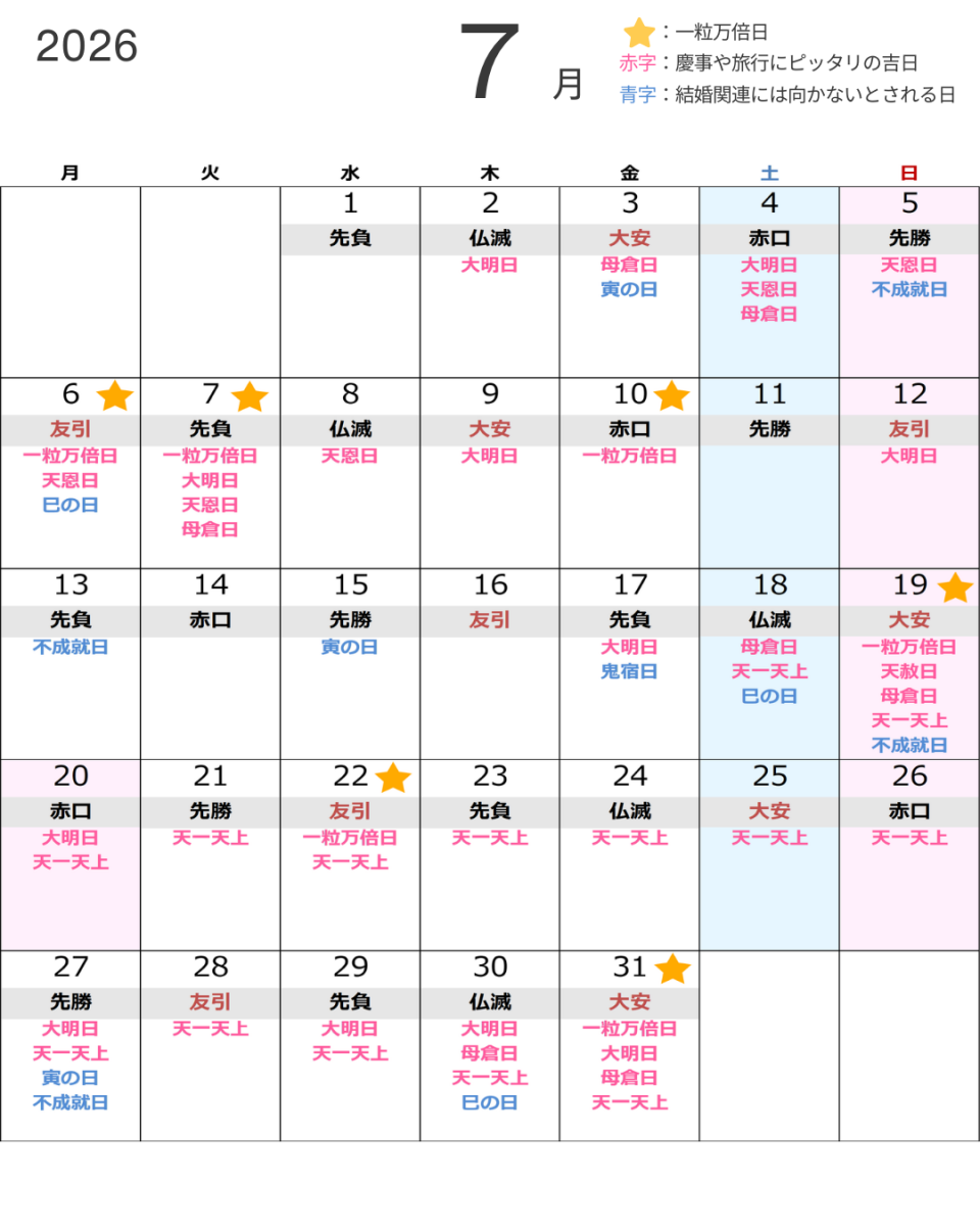 2025・2026年】一粒万倍日カレンダー！天赦日や大安などと重なる
