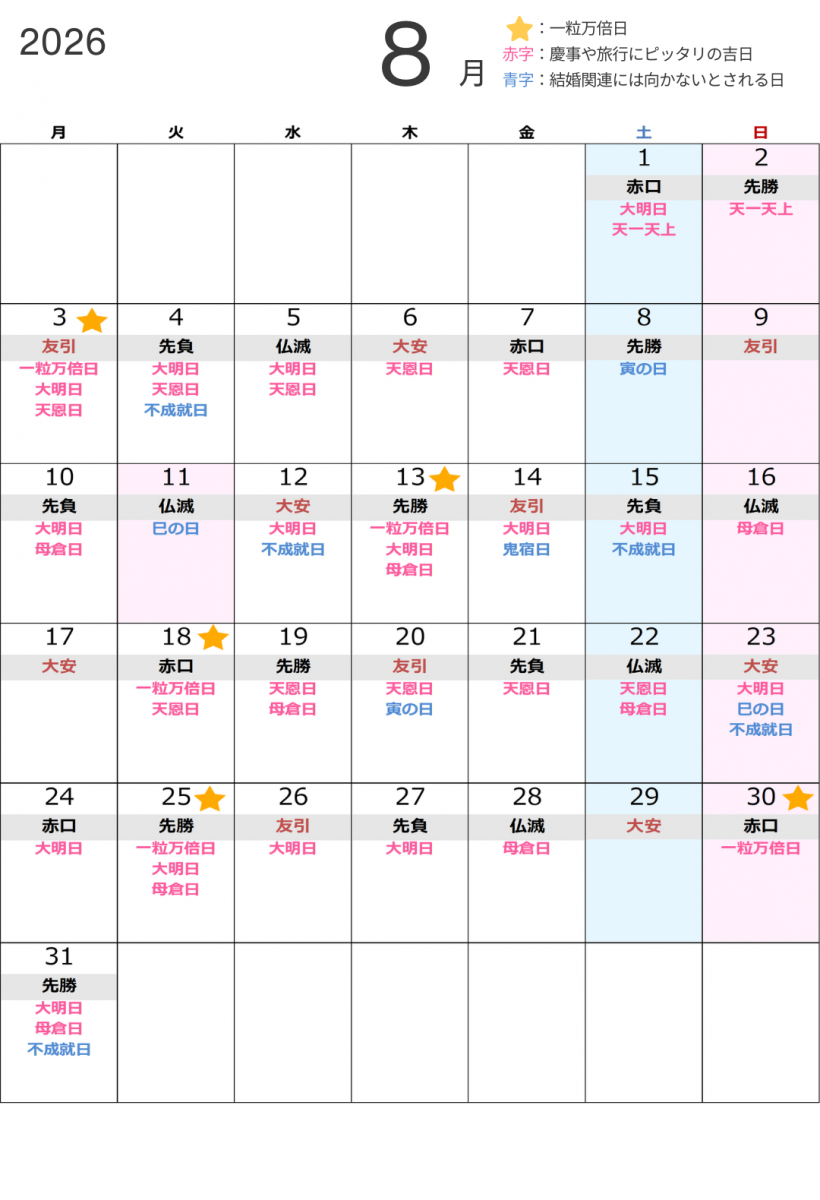 2025・2026年】一粒万倍日カレンダー！天赦日や大安などと重なる