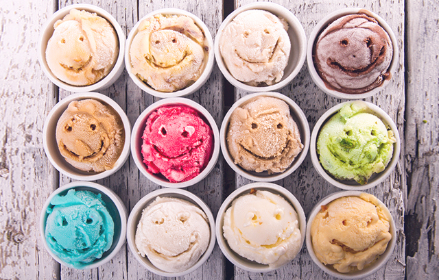 色々な種類のアイスクリーム