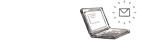 パソコンにメールが届く様子