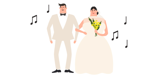 結婚式をするふたり