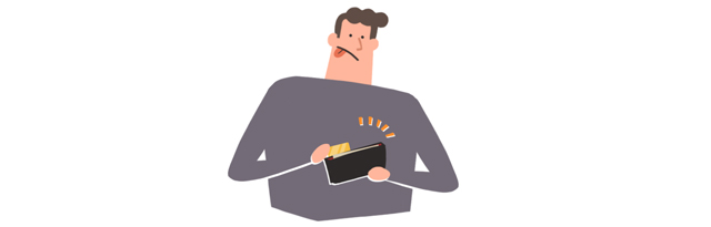 財布を持つ男性