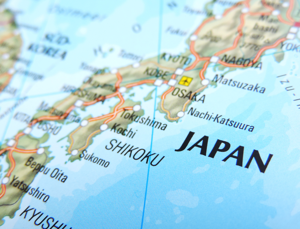日本地図のクローズアップ
