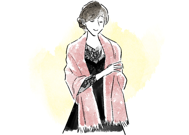 ストールを合わせる様子